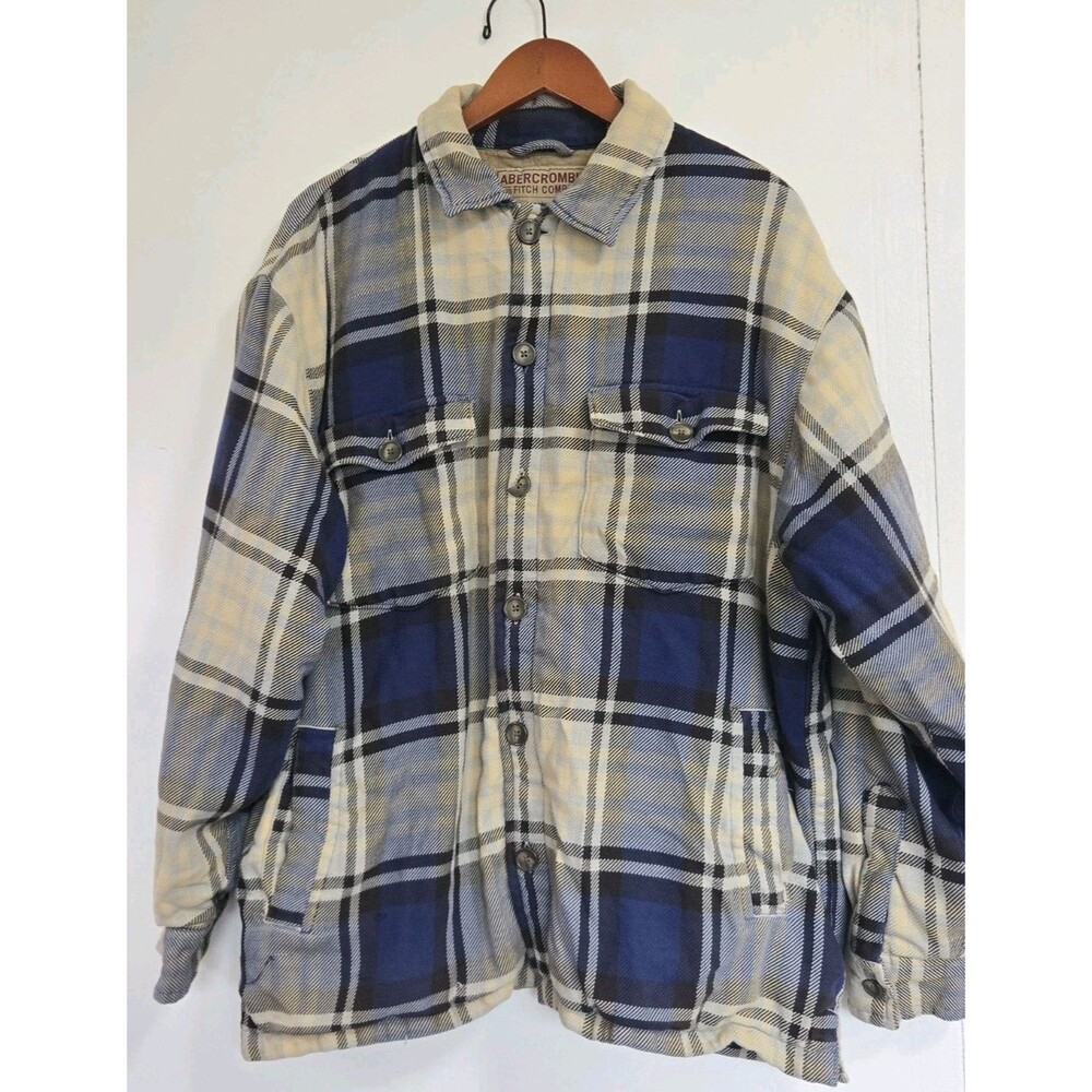 Vintage Abercrombie & Fitch Coat Mens M Plaid Ranch Barn Chore Warm Fall Winter